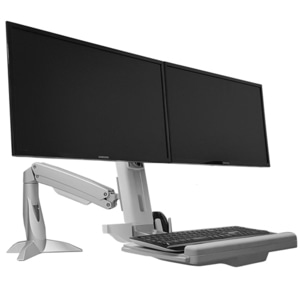 Sit-Stand Desk Mount Combo System, WST12E(Silver &amp; White)