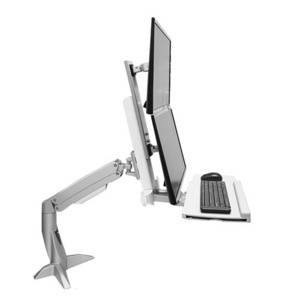 Sit-Stand Desk Mount Combo System, WST12EV(Silver &amp; White) 세로2중 거치대
